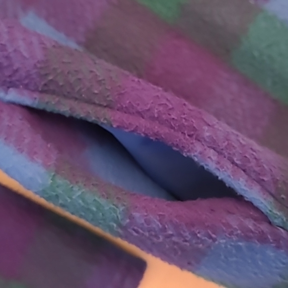 EUC VTG Aqua Sheen 100% Dacron Dupont Polyester Blue Purple and Green Plaid - Picture 5 of 11